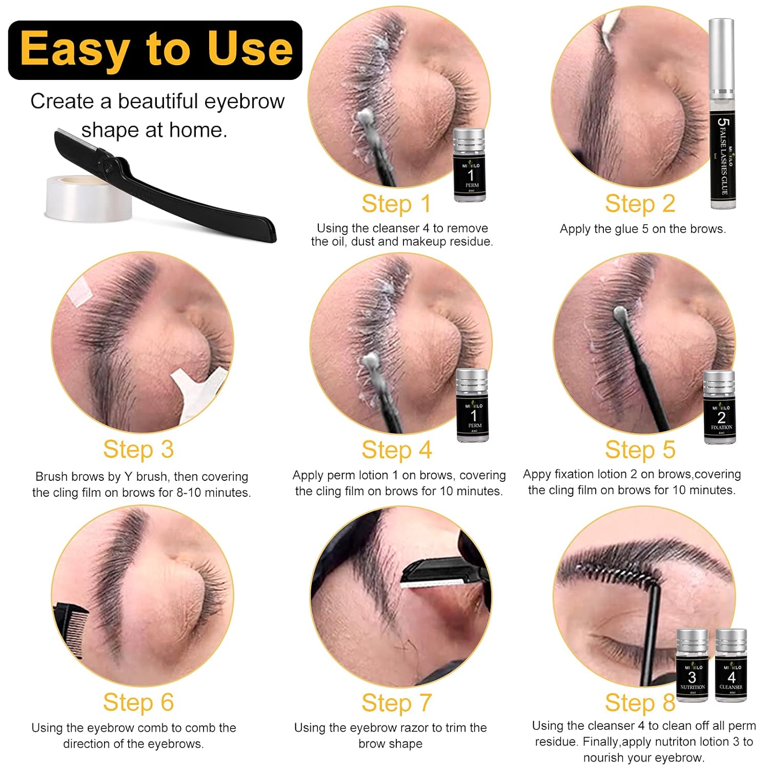 5-in-1 Lash Lift & Eyebrow Lamination Kit - Professional DIY Eyelash Curler & Perm Kit Eyelash Lift Kit &, At-Home