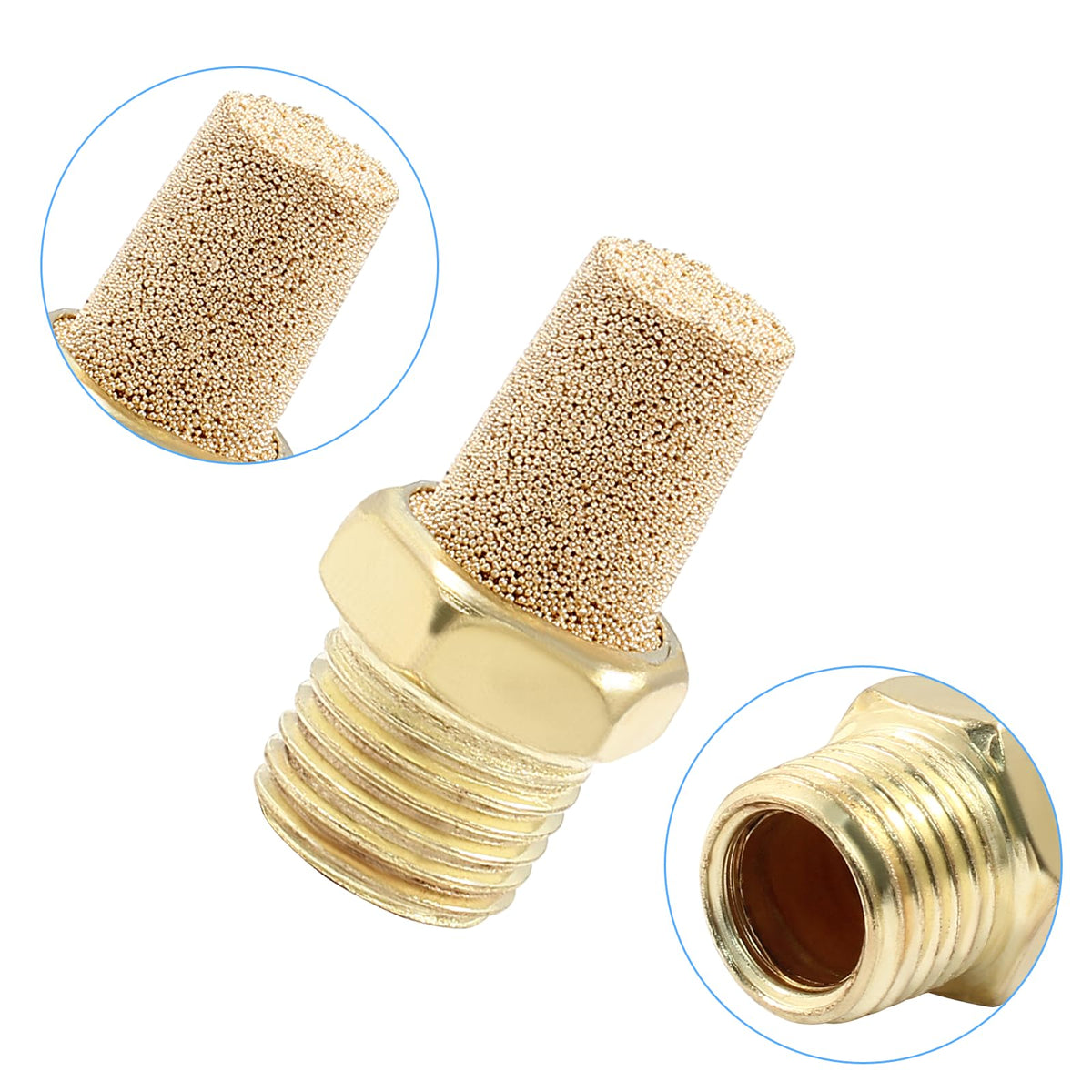 Coufce 10 Pack 1/4" Male Thread Pneumatic Brass Exhaust Muffler Filter
