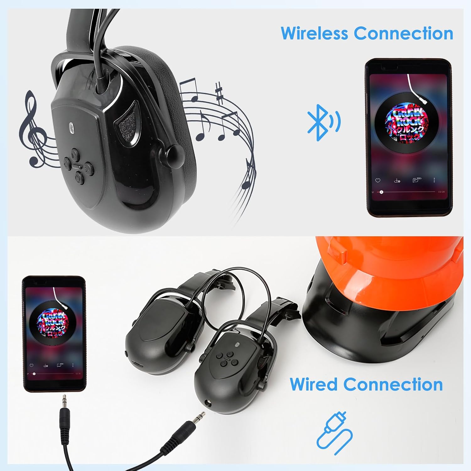 Bluetooth Hard Hat Ear Muffs - NRR 26db Noise-Cancelling Hardhats Earmuffs for Calls,Music,Hearing Protection (Not