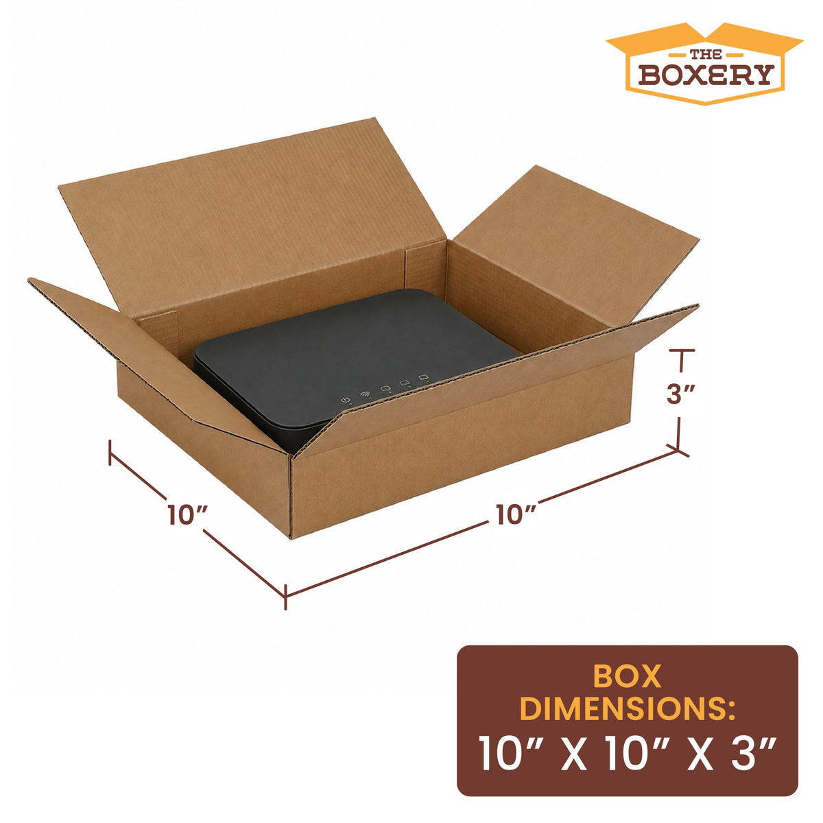 10"x10"x3" Corrugated Shipping Boxes 25-Pack