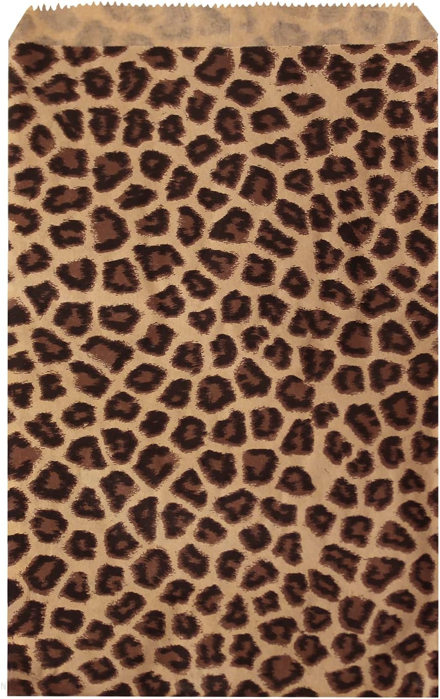 200 of 6" x 9" Craft Flat Paper Gift Bags, Leopard patterned