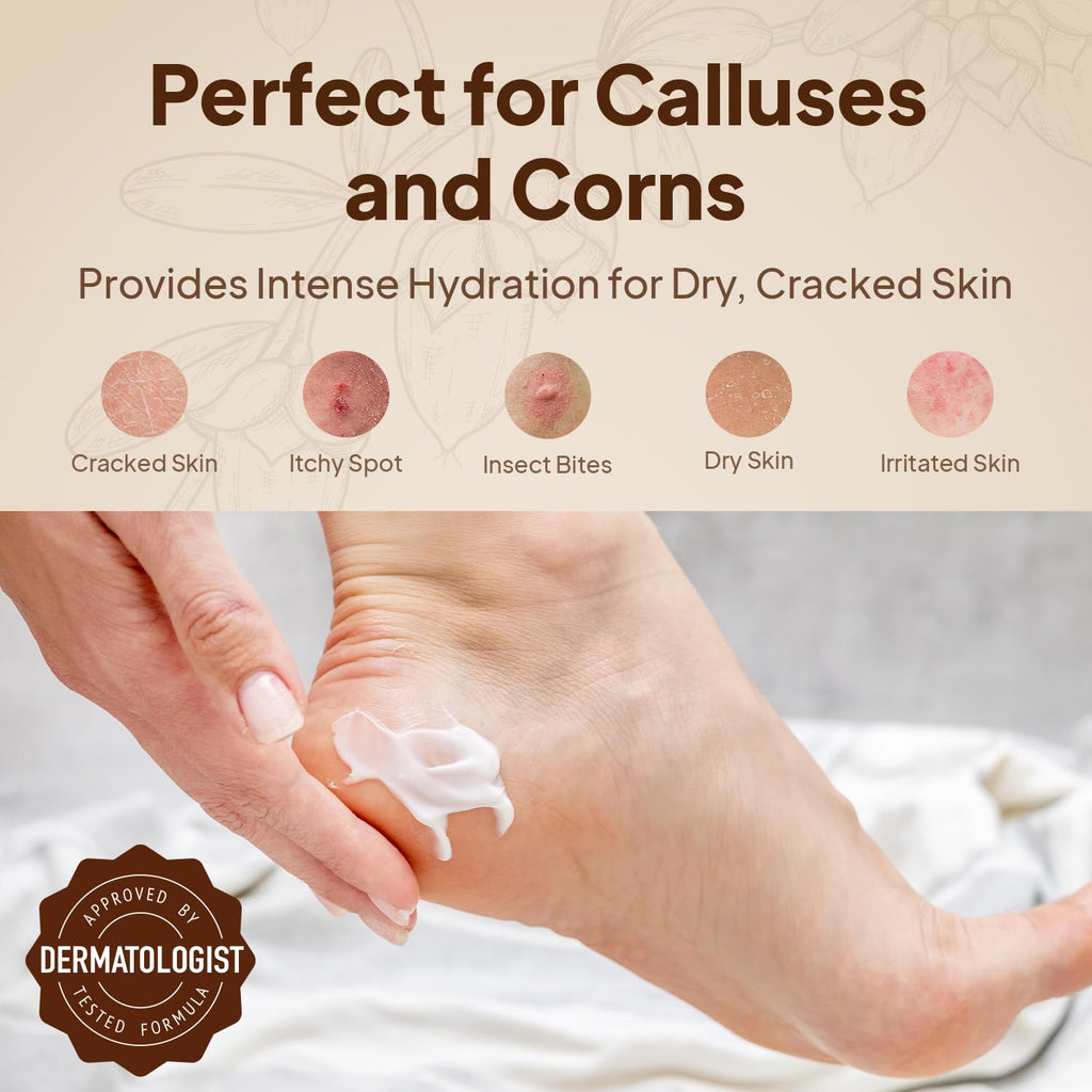 Foot Cream Travel Pack 12 Pcs for Dry Cracked Feet and Heels - Natural Moisturizer, Corn, Calluses Treatment - Skin