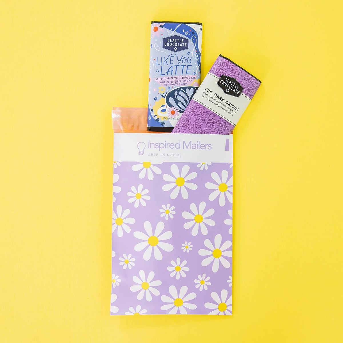 100 Small Poly Mailers 6x9 -Purple Daisies- Mailing Bags