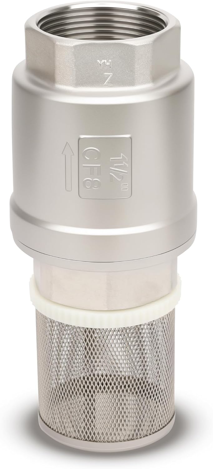 1-1/2" NPT Foot Valve with Filter, Stainless Heavy Duty Female Thread, DN40