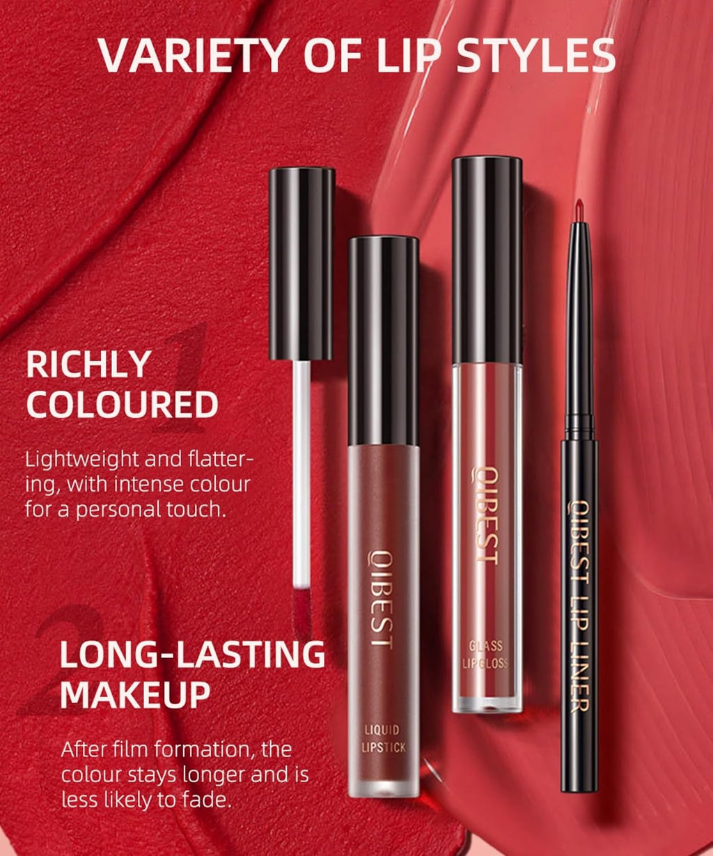 All In One Lip Kit 3 In 1 Smooth Lipliner Lipgloss and Lipstick Set with Matte Velvet Liquid Lipstick Hydrating
