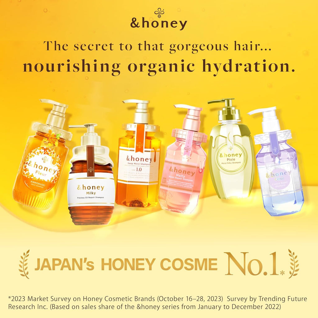 [Genuine Product] &honey Deep Moist Shampoo & Conditioner Set 440mL+450g/14.87.fl.Oz+15.69Oz (Sampoo and Conditioner