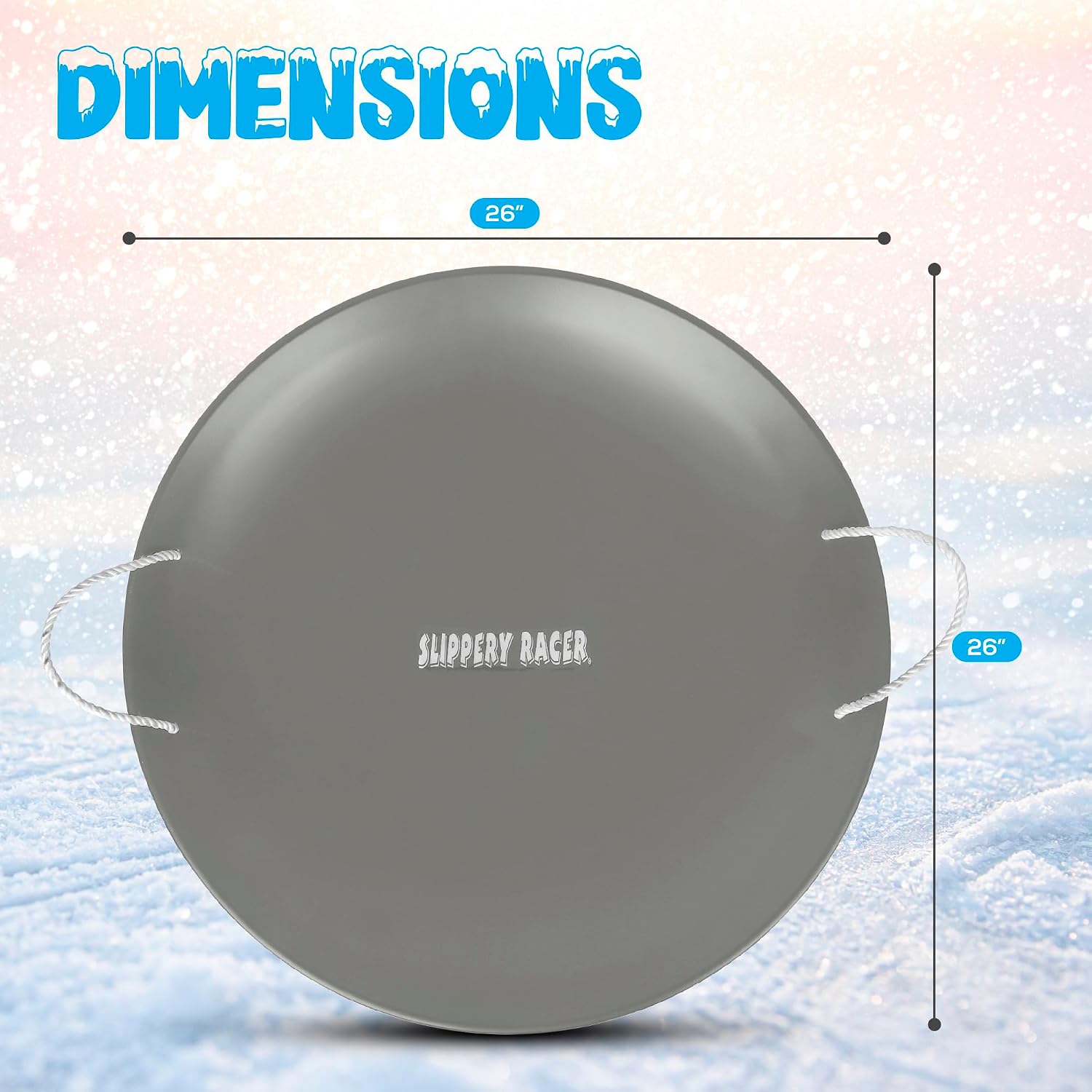 ProDisc 26 Inch Heavy Duty Aluminum Iron Alloy Metal Kids Winter Saucer Snow Sled with Dual Riveted Soft Grip Rope