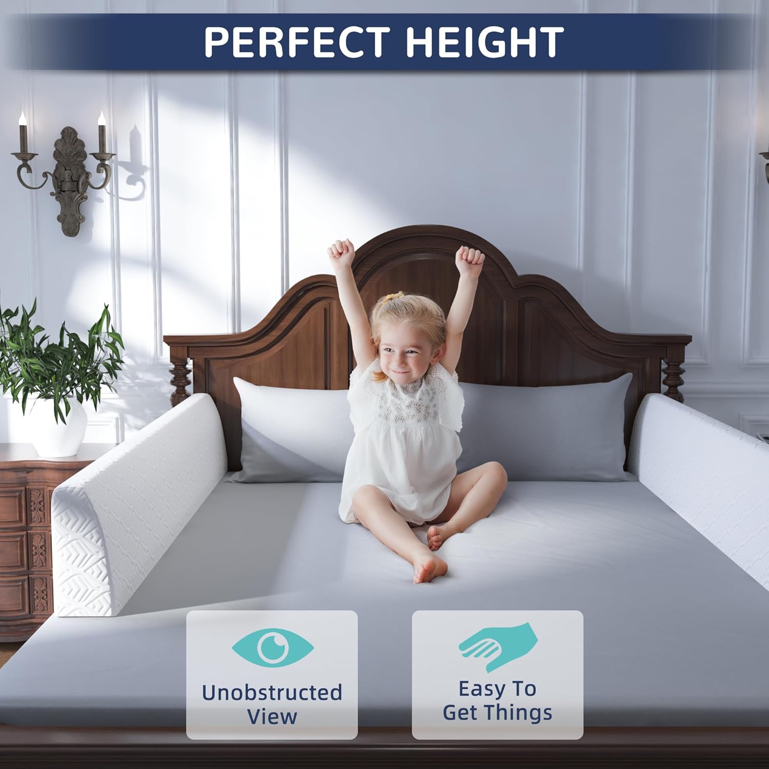 Bed Bumper for Toddlers, Foam Bed Rail for Toddlers, Toddler Bed Rail Bumper, Soft Safety Bed Guard Rail for Kids
