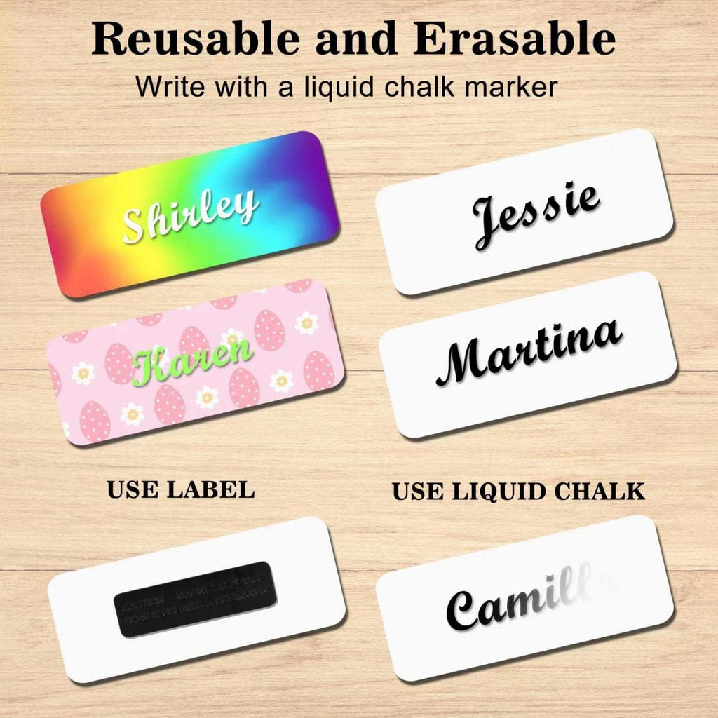 Magnetic Name Tags, 10-Pack Engravable Name Badge with Magnetic Backing, Reusable Name Tags(1" X 3")