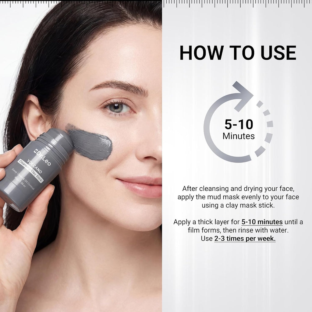 Blackhead Remover Clay Mask Stick, Volcanic Mud & Kaolin, 1.58oz | Charcoal clay mask stick for deep pore detox