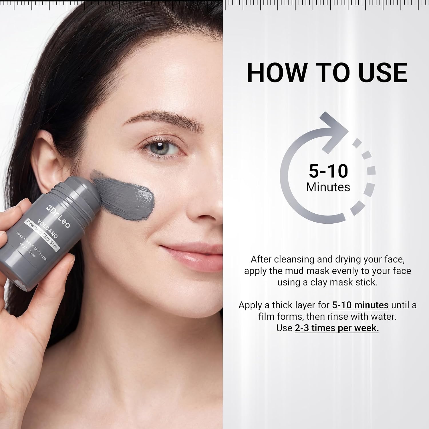Blackhead Remover Clay Mask Stick, Volcanic Mud & Kaolin, 1.58oz | Charcoal clay mask stick for deep pore detox