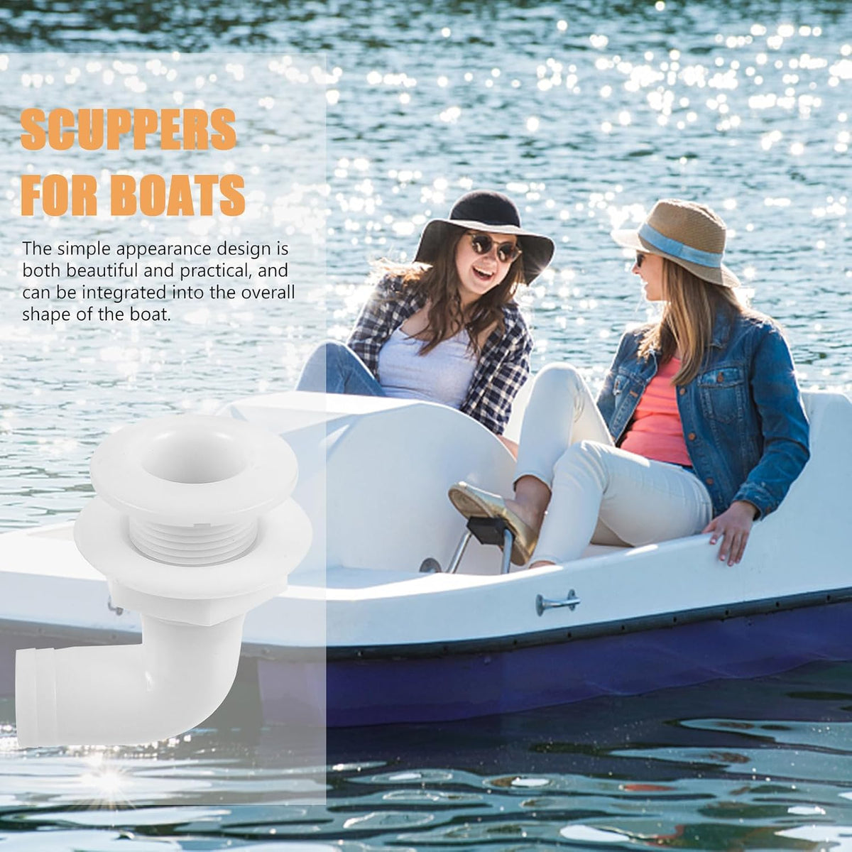 Abaodam Boat Scupper Drain Fitting Degree Plastic for Boat Plumbing