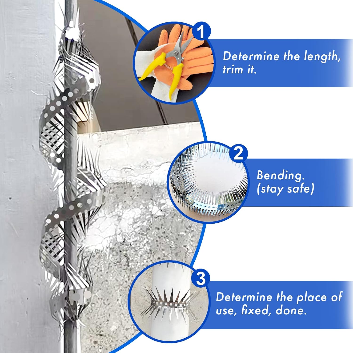 Bird Spikes - 20 Inch Stainless Steel Fence Spikes for Pigeons, Raccoons, Snakes - Deterrent Defender | 20 inch