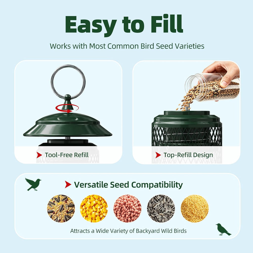 Squirrel Proof Bird Feeders for Outdoors Hanging, Chew Proof Bird feeders