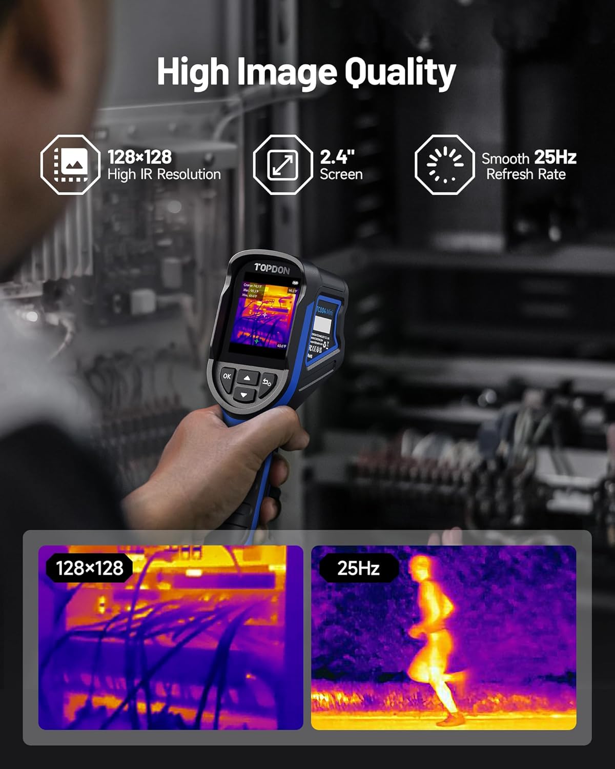 TC004 Mini Thermal Imaging Camera, 240 x 240 TISR Resolution