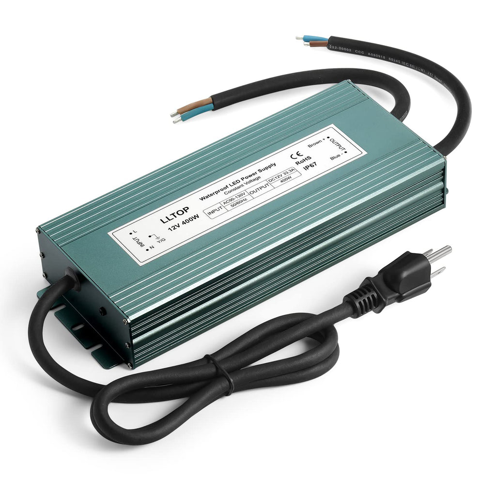 LLTOP 12V DC LED Driver Waterproof IP67 Power Supply 400W 33.3A