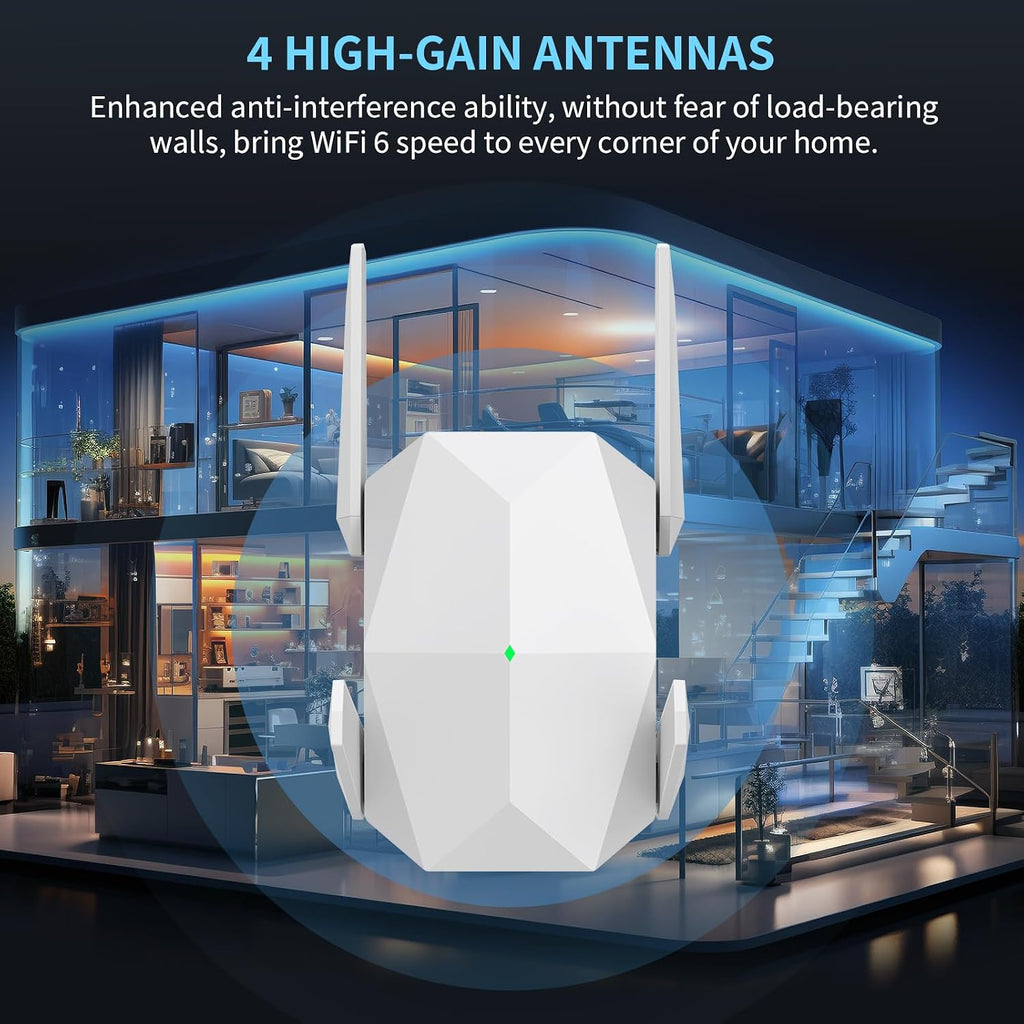 WiFi Extender, 2026 30X WiFi 6 Booster AX3000 | (5.8/2.4GHz) 25639 sq.ft Long Range and 150+ Devices, WiFi Extender