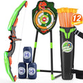 Bow and Arrow for Kids, LED Light Up Archery Set, Green | with 12 Suction Cup Arrows, 1 Standing Target, 3 Score