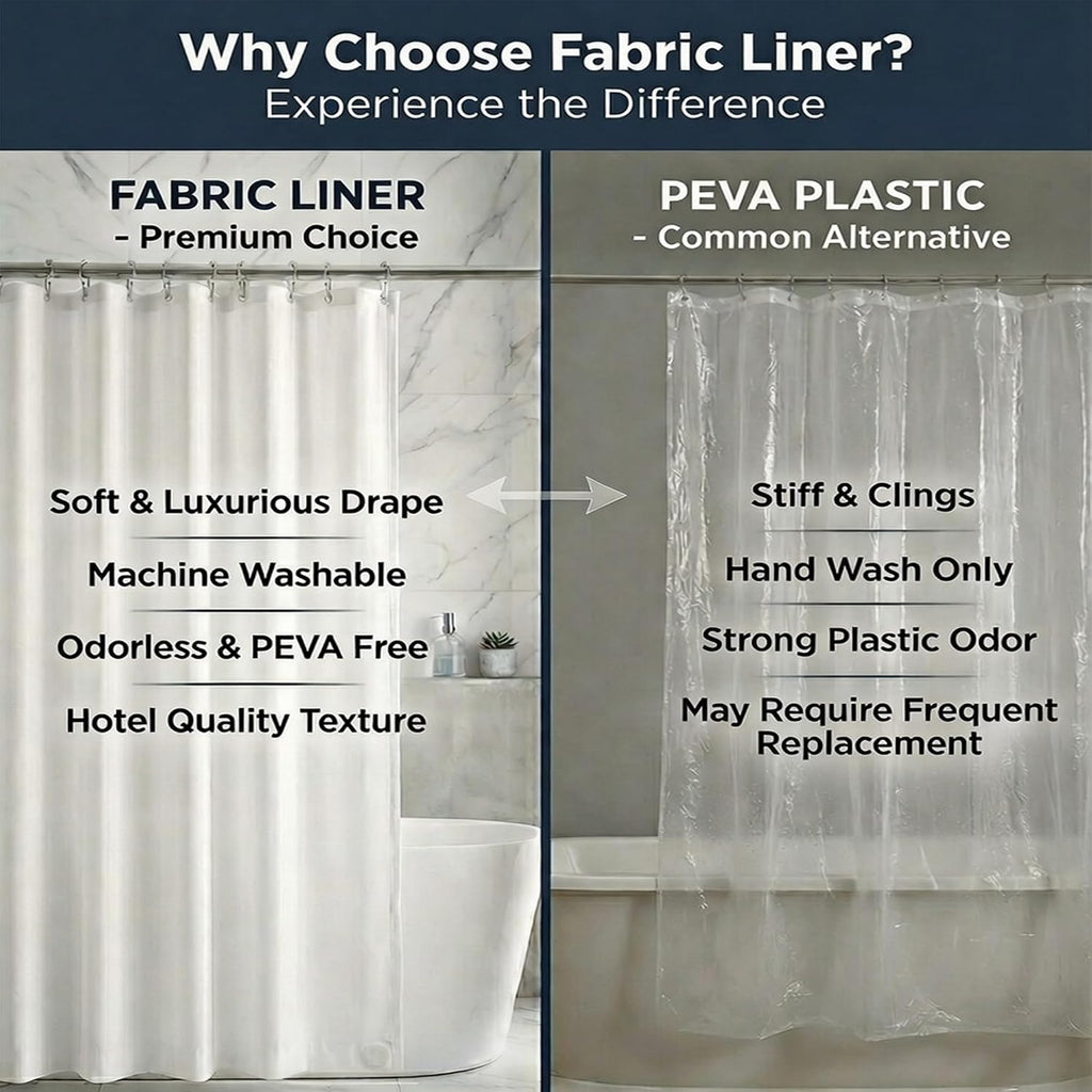 Waterproof Fabric Shower Curtain Liner, TPU Coated, PEVA-Free & Odorless, Hotel Quality, 3 Magnets, Rust-Proof Metal
