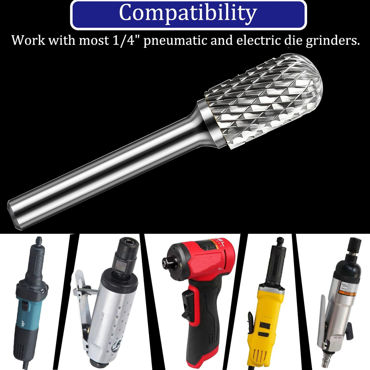 OSIDU Tungsten Carbide Rotary Burr Bit 1/4" Shank SC-3 Die Grinder Bits