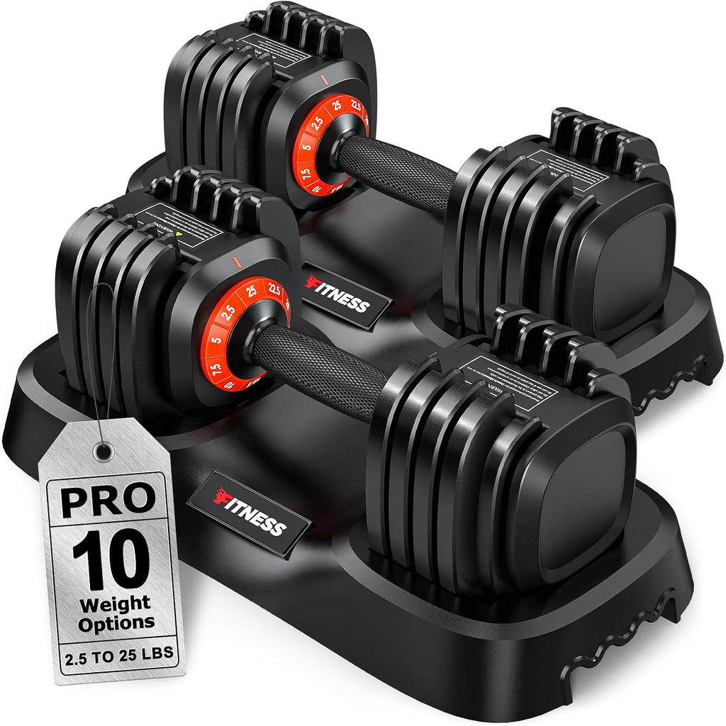 Adjustable Dumbbell Set for Home Gym Strength Training | 25/55/80LB Pair, 10-in-1/16-in-1 Weight Set, 1-Sec Quick