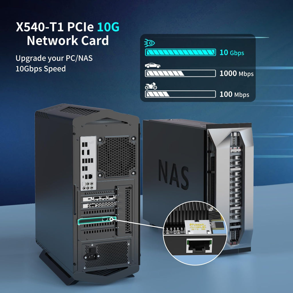 10Gb Base-T PCI-e Network Card, Intel X540-T1 Controller, NICGIGA 10Gbps Ethernet Adapter with 10Gbe RJ45 Port ， 10G NIC Card, Support Windows/Windows Server/Linux/Vmware/ESX