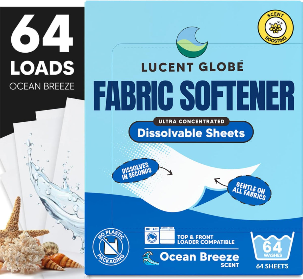 Fabric Softener Sheets for Washing Machines (Ocean Breeze)