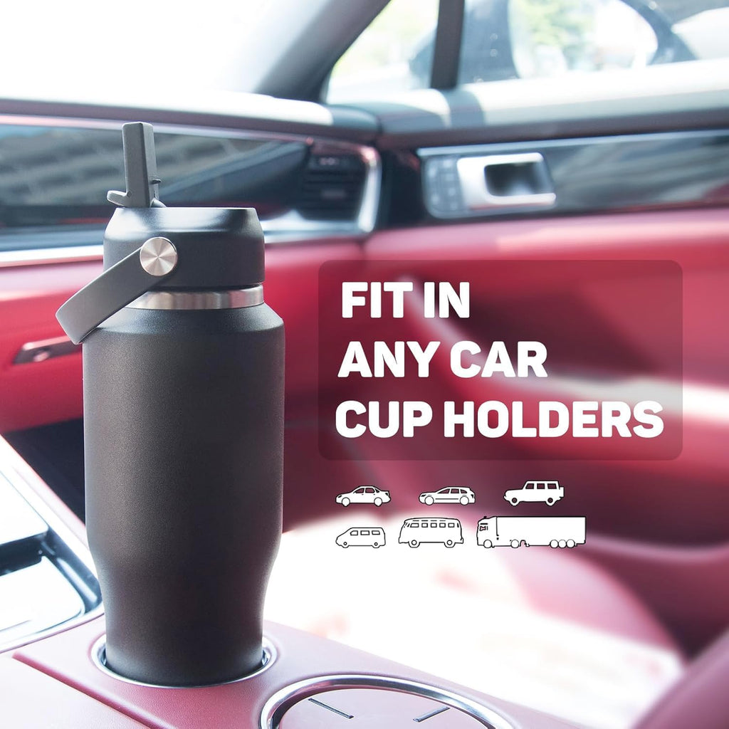 40oz Water Bottles Insulated with Straw,Leak Proof Water Bottles Fit in Car Cup Holder，Mens Water Bottle Stainless