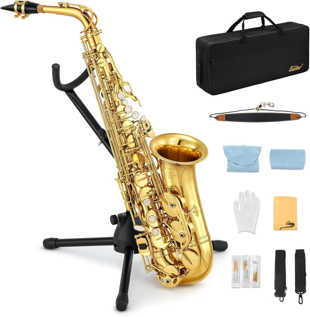 Alto Saxophone Beginner Student Eb Sax, Golden Full Kit, AS-II