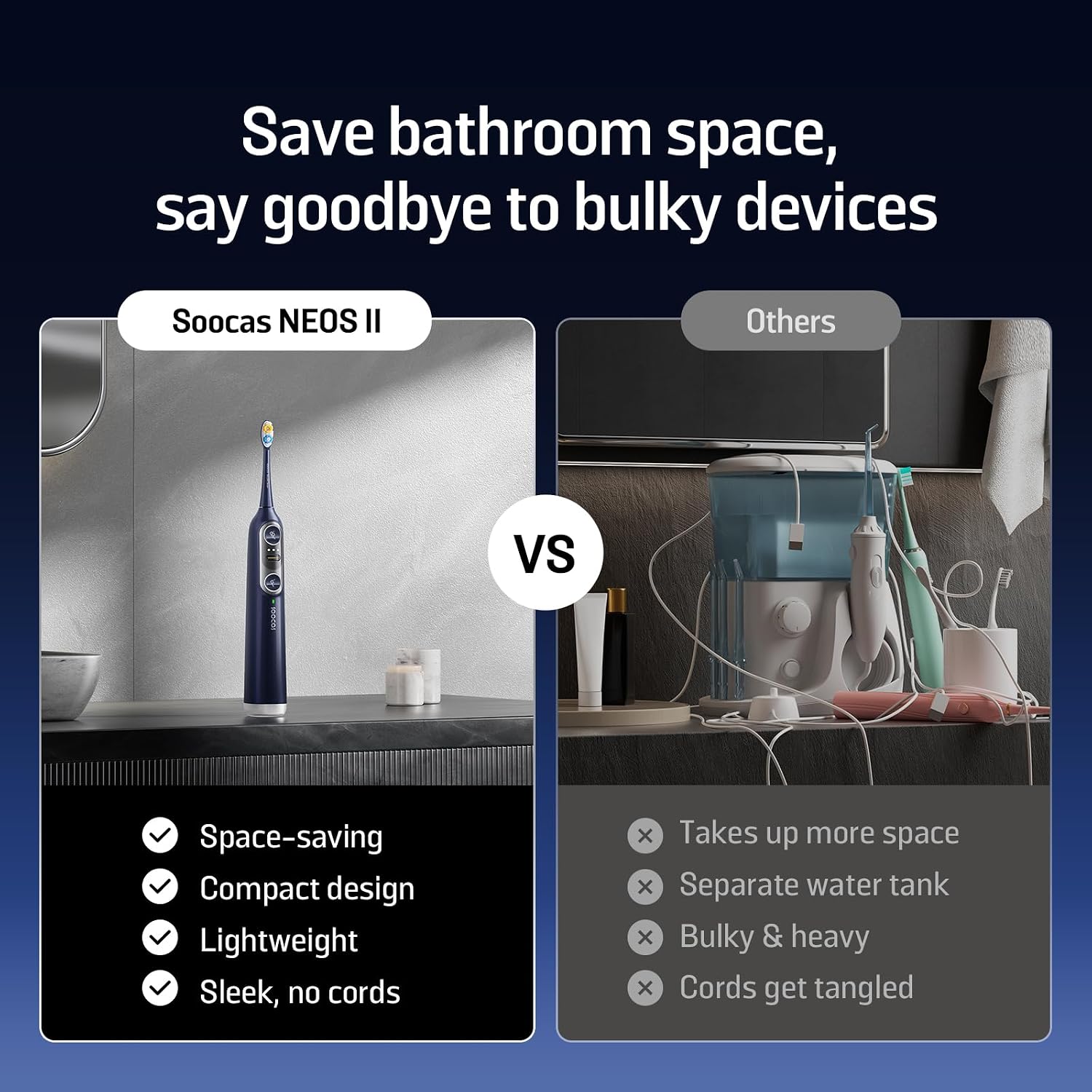 NEOS II - Electric Toothbrush with Water Flosser, Sonic Electric Toothbrush for Adults, Cordless Water Flosser for