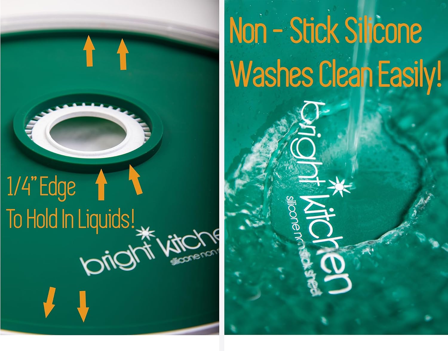 4 Fruit Leather Silicone Dehydrator Sheets with EDGES - NON-Toxic for Nesco Round Dehydrators Lip Mold Hold Batter
