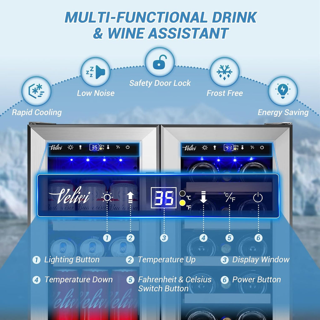 24''Beverage Refrigerator Undercounter Wine and Beverage Fridge