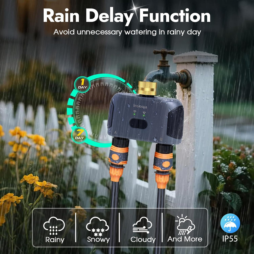 WiFi Water Timer for Garden Hose with Brass Inlet,Smart Hose Timer with WiFi Hub, APP & Voice Control,Up to 20
