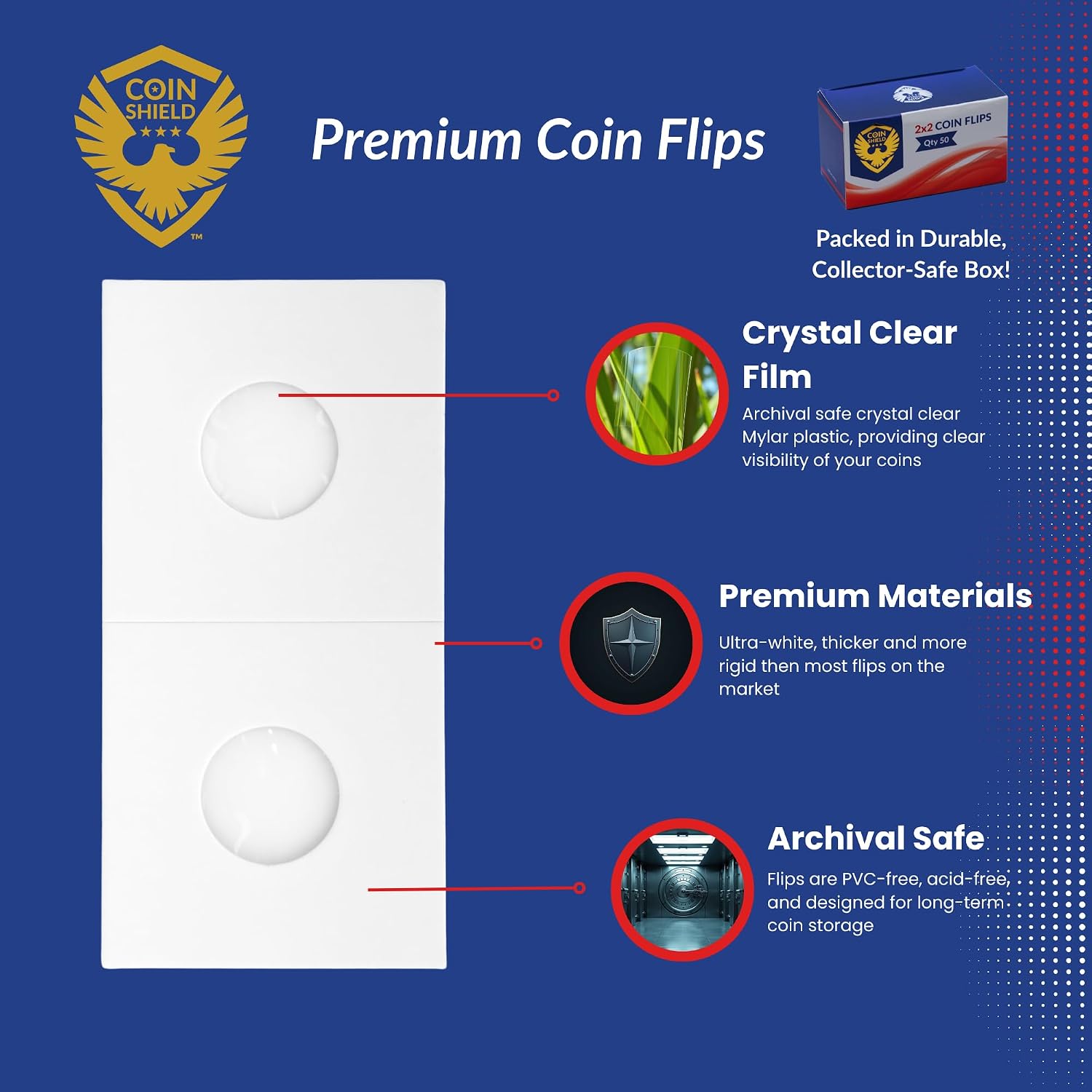 100 Penny 2x2 Cardboard Coin Flips with Mylar Windows Archival Safe Cent
