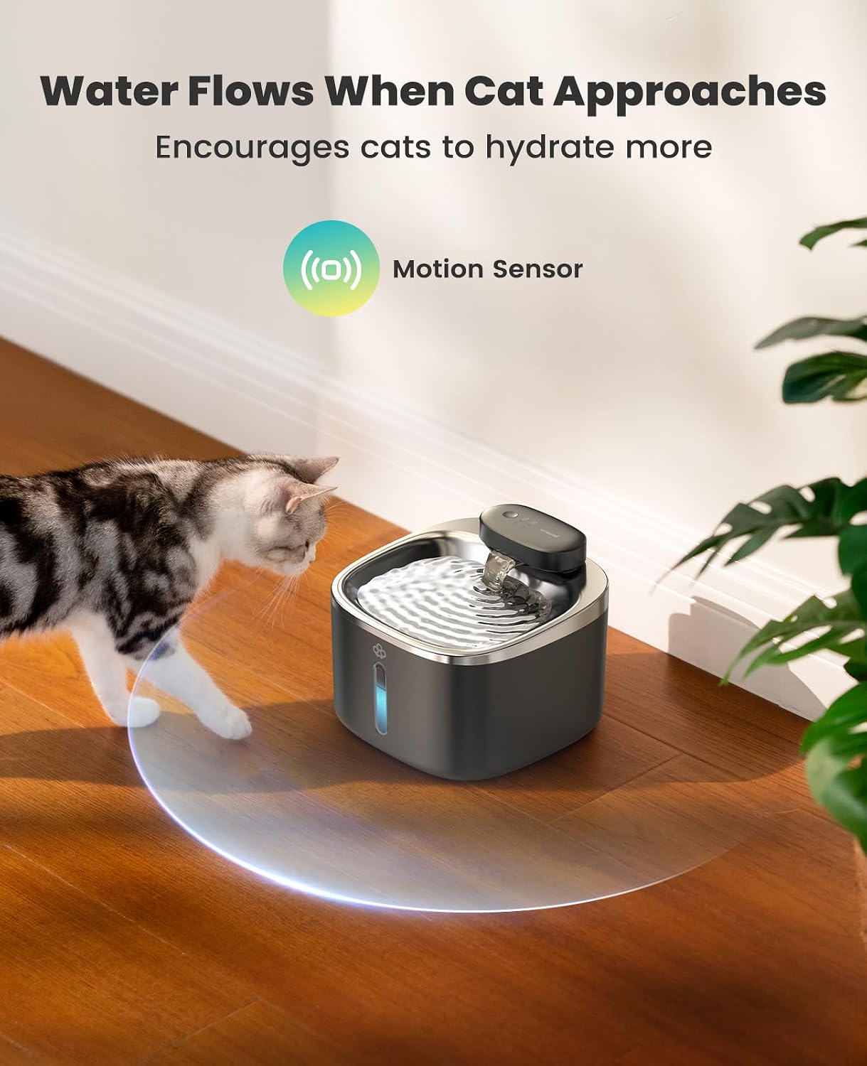 Cat Water Fountain, 3.5L/118oz Battery Operated Pet Fountain Stainless Steel, Automatic Water Fountains for Cats