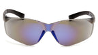 S2575SN Mini Ztek Safety Glasses Blue Mirror Lens Blue Mirror Frame ANSI Z87+