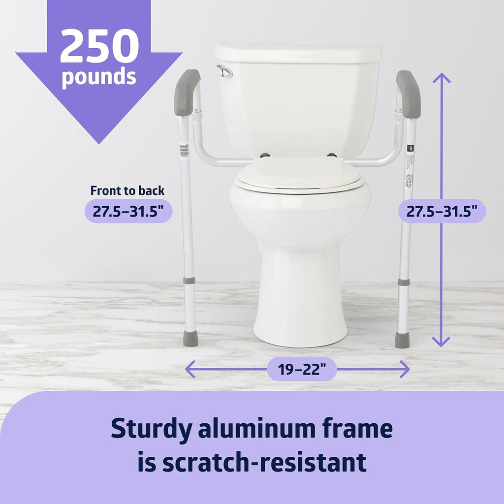 Toilet Handle Safety Rail, Grab Bar for Bathroom, 26" to 31" Adjustable Height, 250-lb. Capacity