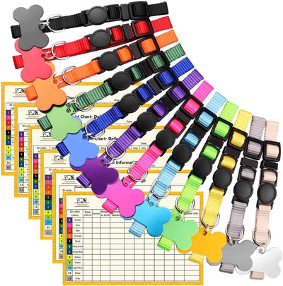 Upgraded Puppy Collars for Litter Puppy ID Collars Whelping Supplies Soft Nylon Breakaway Coloured Collars with 12 ID