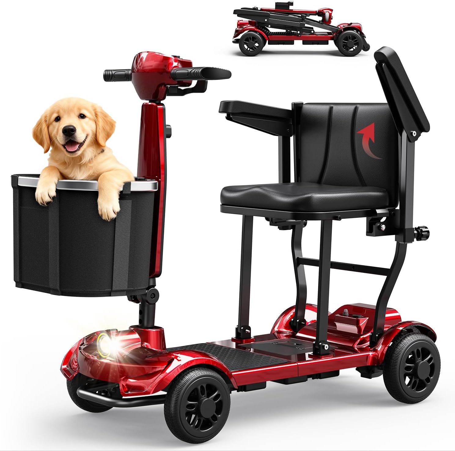 Mobility Scooter for Adults & Seniors, Folding Portable Travel 4 Wheel Electric Scooter, All Terrain Power, Airline