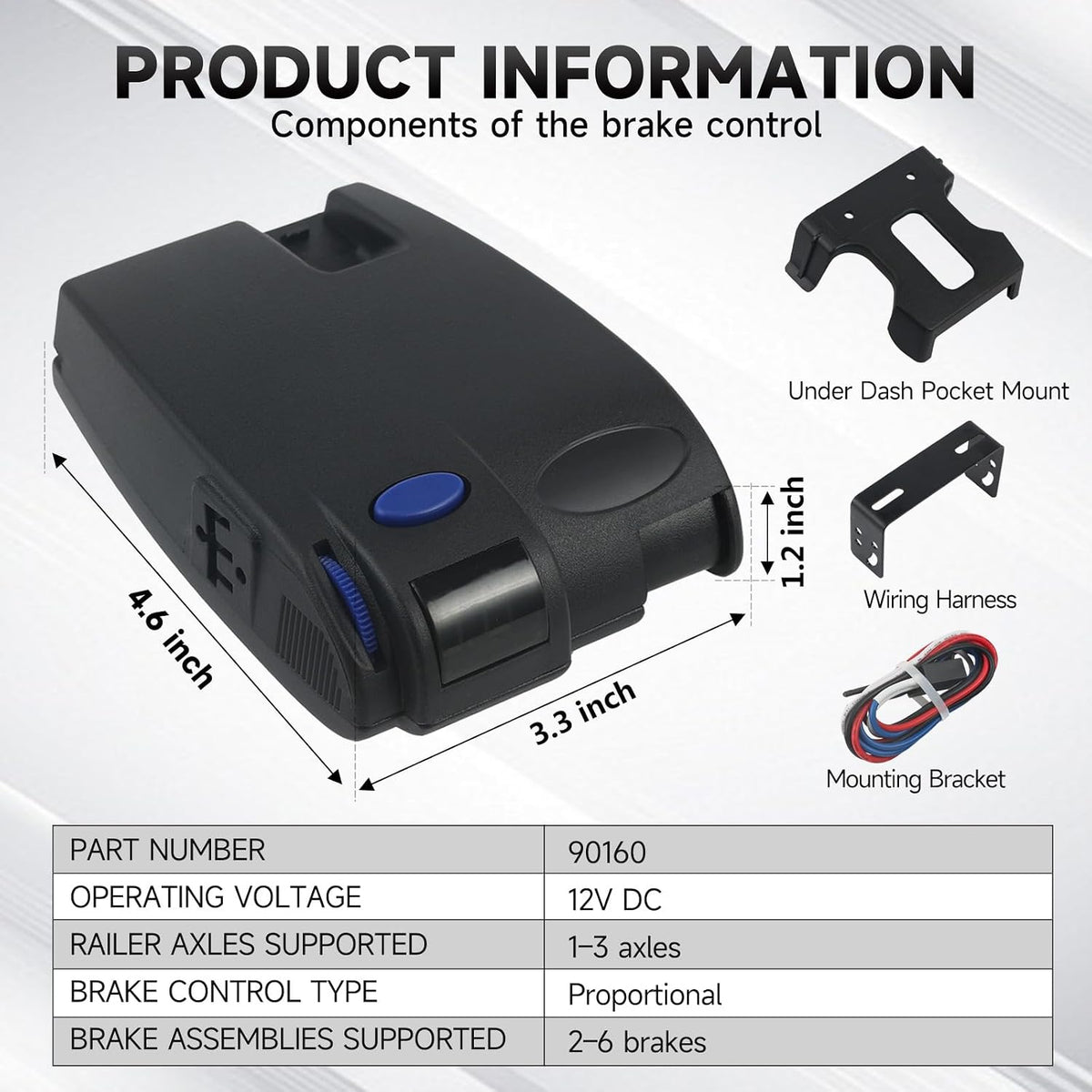 90160 Proportional Trailer Brake Controller for 1-3 axle