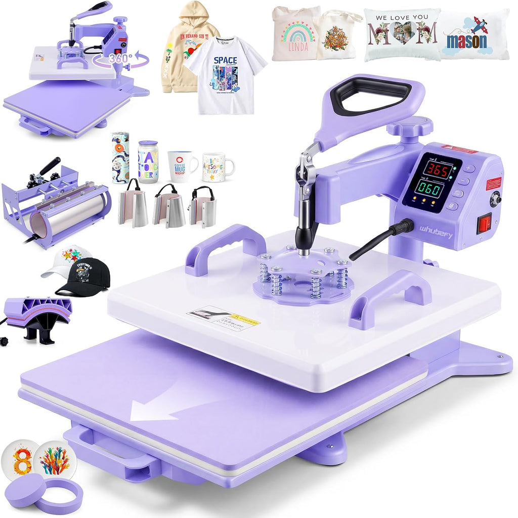 15x15 Heat Press 8 in 1 with 30oz Tumbler Press, Slide Out & 360°Swing Away | PID Temp Control+Industrial Quality