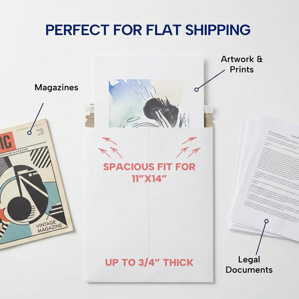 Rigid Mailers 12.75 x 15 (100-Pack) - Cardboard Mailer Envelopes for Photos, Artwork, Certificates - Stay Flat