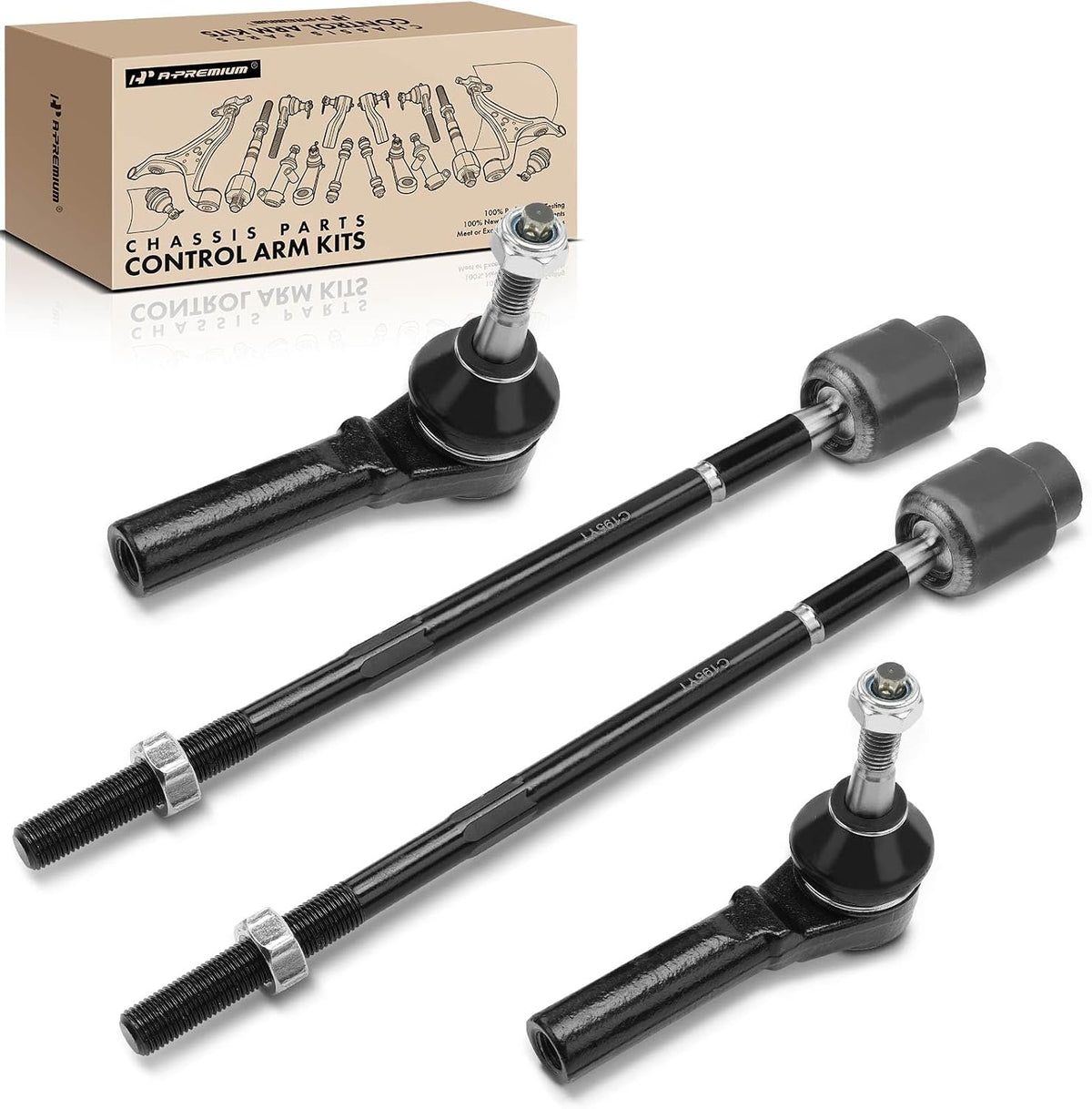 A-Premium Front Inner & Outer Tie Rod End Kit, Compatible with Chevrolet