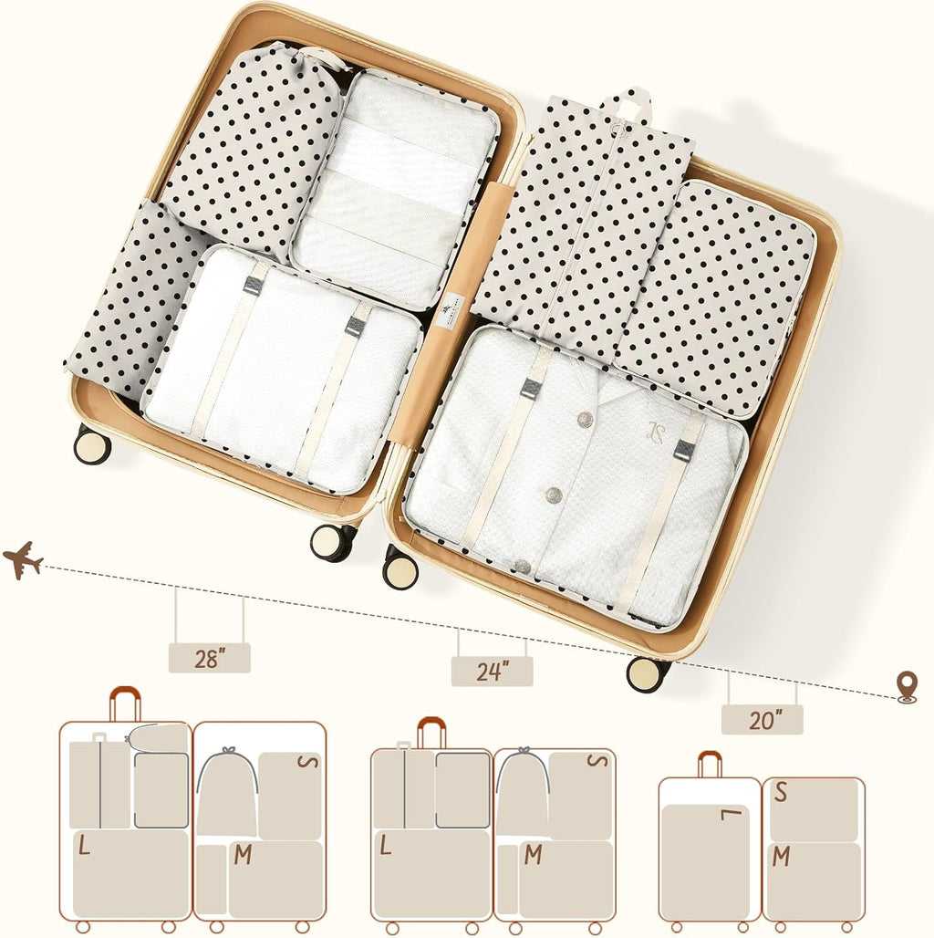 9 Set Packing Cubes for Travel Essentials - Lightweight Carry-On Luggage Organizer Bags with Shoe, Clothes & Laundry