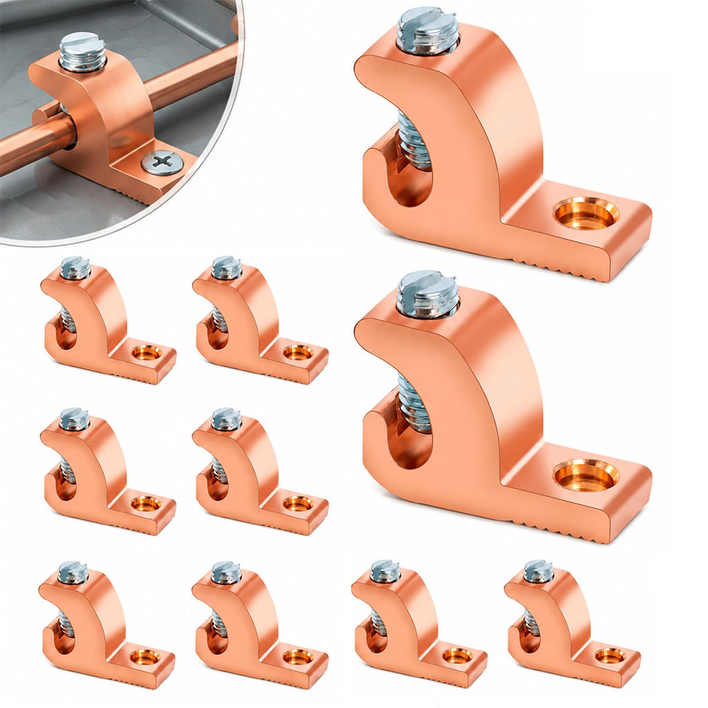 Pool Bonding Lug 10 Pack, Solid Copper Lay-in Connector for 4-14 AWG Wire