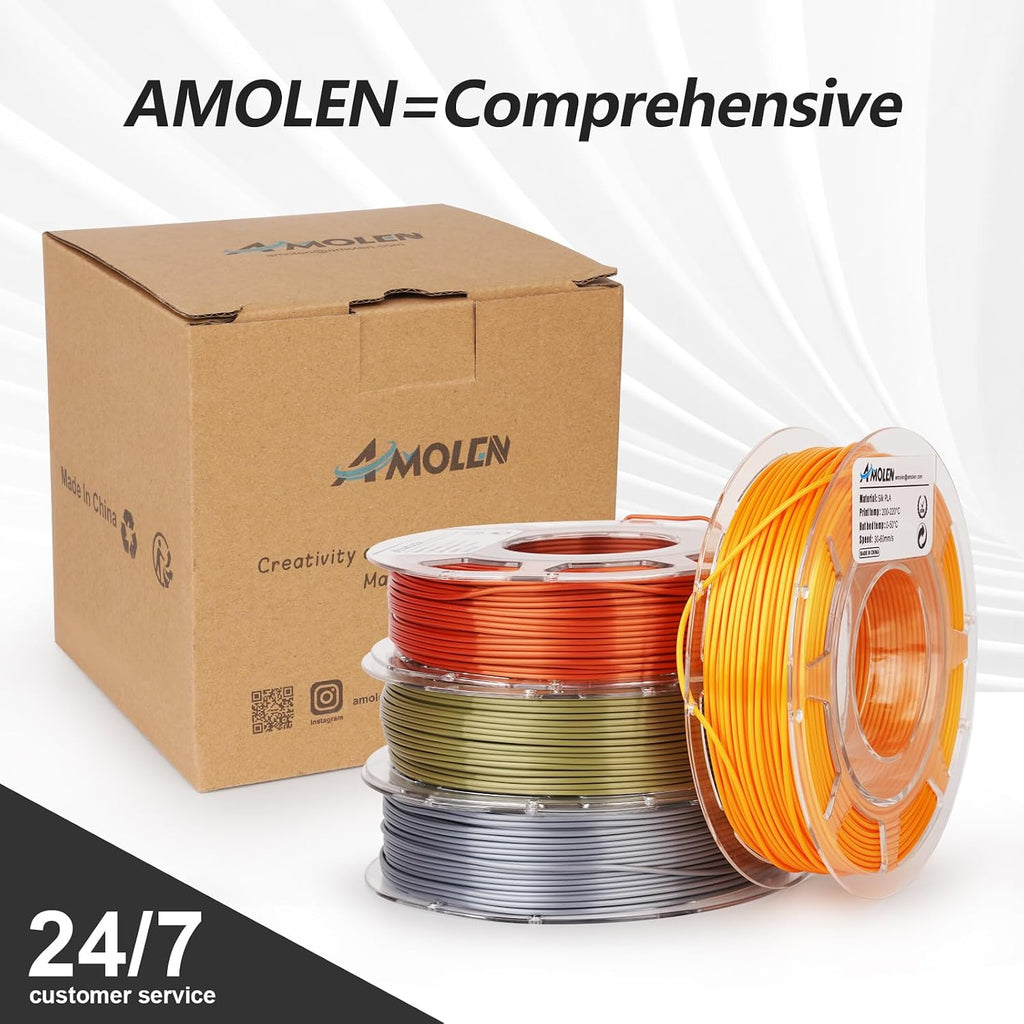 PLA 3D Printer Filament PLA Filament 1.75mm Silk Filament Bundle,Gold, Silver,Bronze, Red Copper,3D Printing Filament