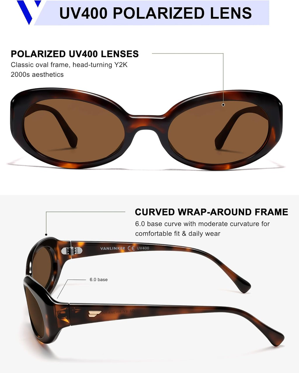 Wrap Around Y2K Oval Polarized Sunglasses for Women Men VL9923 | Retro 90s Shades