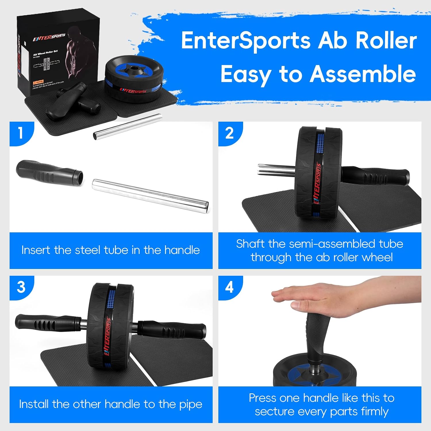Ab Roller Wheel for Abs Workout - Abdominal Exercise Equipment with 2 Knee Pads for Home Gym, Core Strength Training