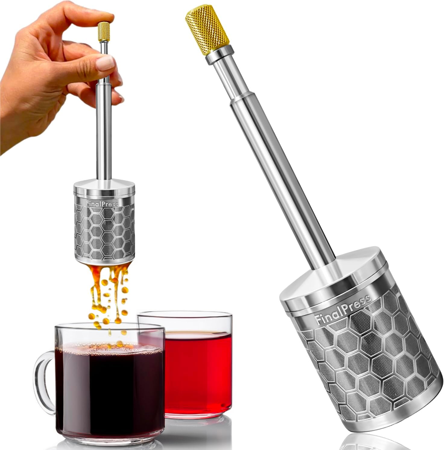 Original Coffee & Tea Maker – Portable Stainless Steel Micro French Press – Patented 3-in-1 Technology for Hot, Iced