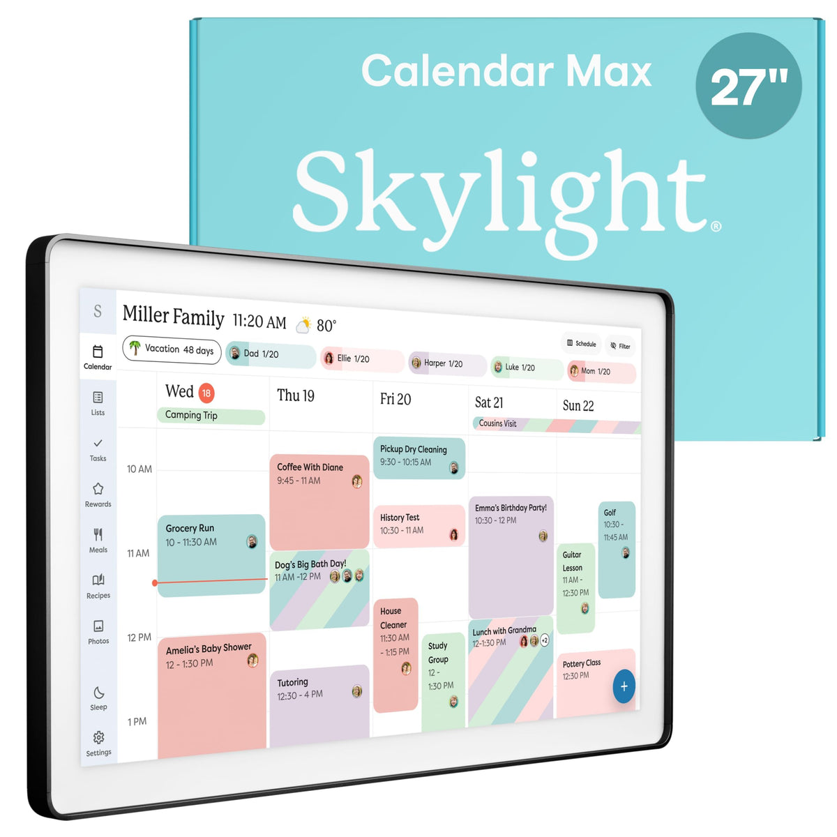 Calendar Max – 27" Digital Calendar & Chore Chart, Charcoal